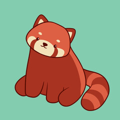 Cute and very adorable red panda cartoon illustration