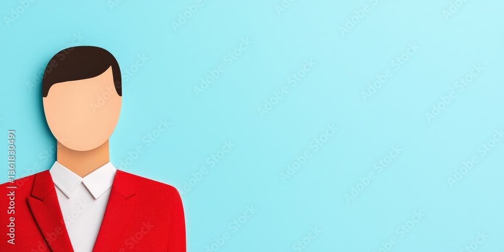 Poster cyber security awareness password network concept. abstract illustration of a faceless man in a red 