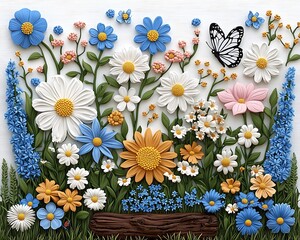 Fototapeta premium Floral Clay Art Arrangement