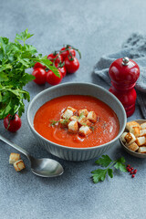 vegan tomato soup in bowl