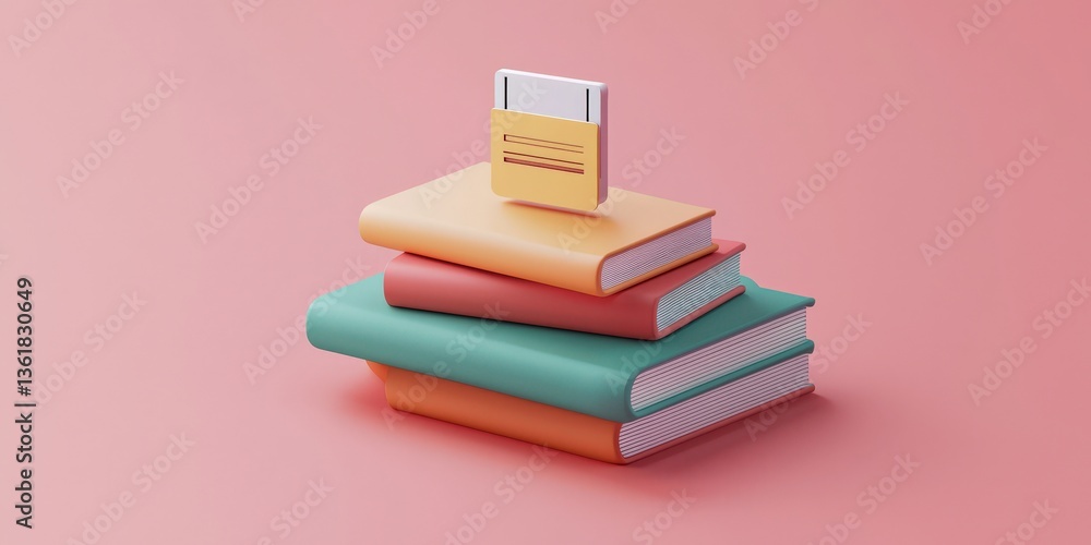 Aufkleber cyber security awareness password network concept. colorful stack of books with a notepad on top aga