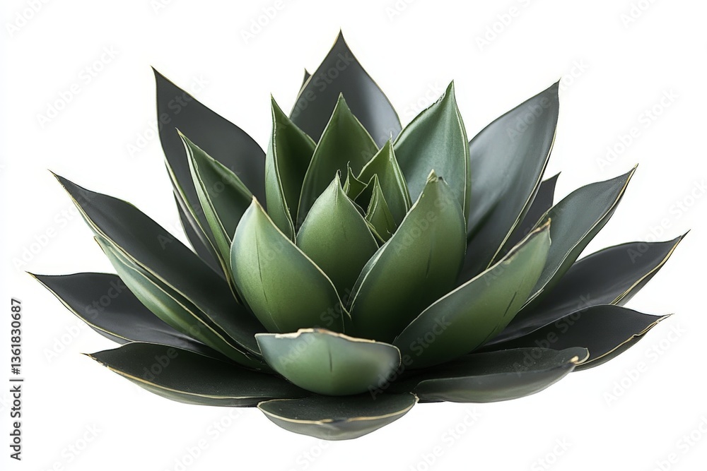 Poster succulent plant with vibrant green leaves displayed on a clean white background showcasing intricate