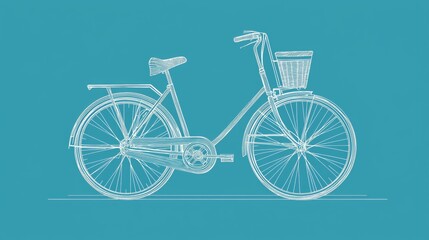 Bicycle design illustration featuring a vintage style with a basket and elegant lines on a solid background