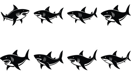 Shark Fish Vector Shilhouette Bundle Set Collection