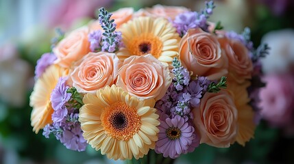 Charming Bouquet Combining Peachlavender