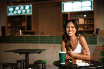 young woman in restaurant