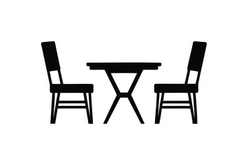 Table with chairs icon on white background