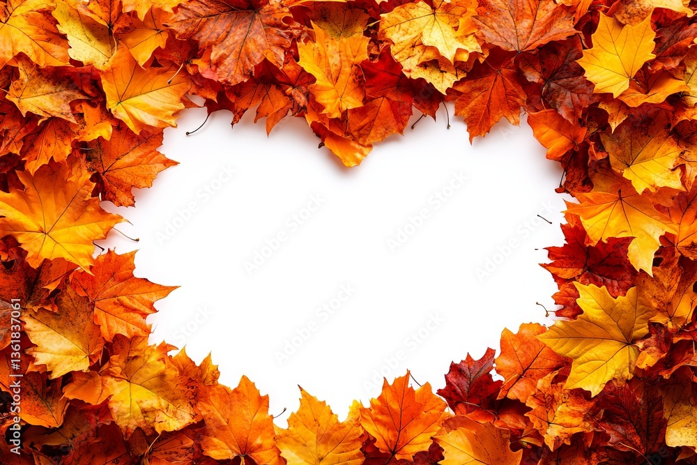 Poster colorful autumn leaves creating a vibrant border around a blank space ideal for text or decoration i