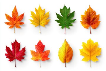 Colorful autumn leaves arranged in a visually appealing pattern showcasing seasonal changes in nature's palette