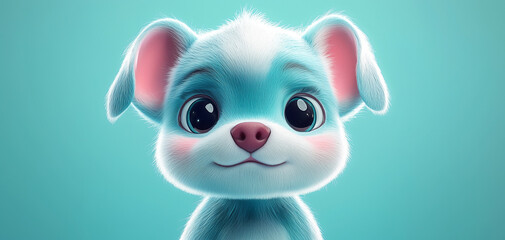 Fototapeta premium a cartoon dog with big eyes and a sad look on its face, looking at the camera with a blue background