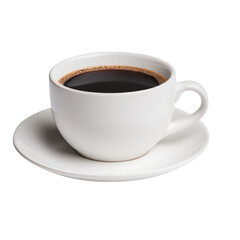 Obraz premium A cup of black coffee on a saucer against a transparent background. Concept of beverage, drink, and caffeine.