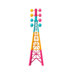 Colorful weather station tower on transparent background. Illustration of weather monitoring technology.