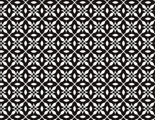Abstract Black and White Tile Pattern with Star and Eye Motifs in a Symmetrical Layout