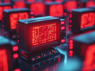 Many retro style computer screens display data in red light