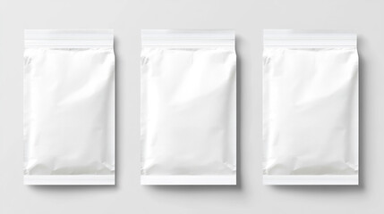 White Blank Packaging Pouch Mockup on Gray Background