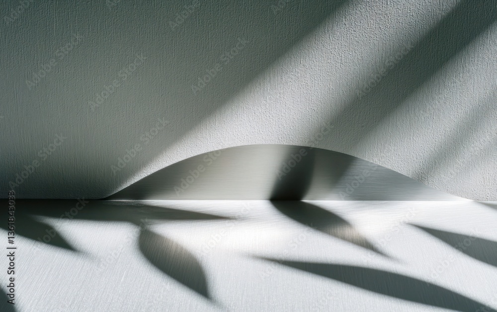 Poster abstract image of textured gray surface with draped fabric casting shadows. light and shadow play cr
