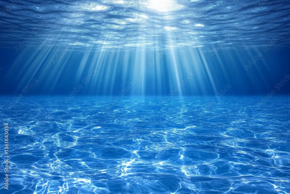 Poster calm underwater view with sunlight filtering through the surface during a sunny midday