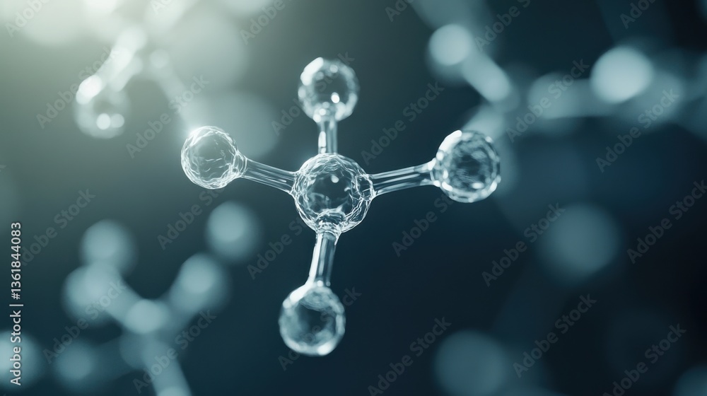 Aufkleber abstract 3d rendering of a molecule model, showcasing interconnected nodes and crystalline structure