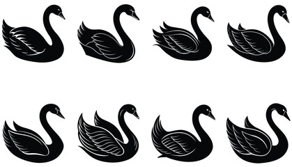 Swan Vector Shilhouette Bundle Set Collection