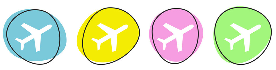 Obraz premium Banner mit 4 Buttons: Flugzeug oder Flughafen