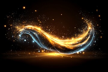 Golden Light Wave Abstract Background.