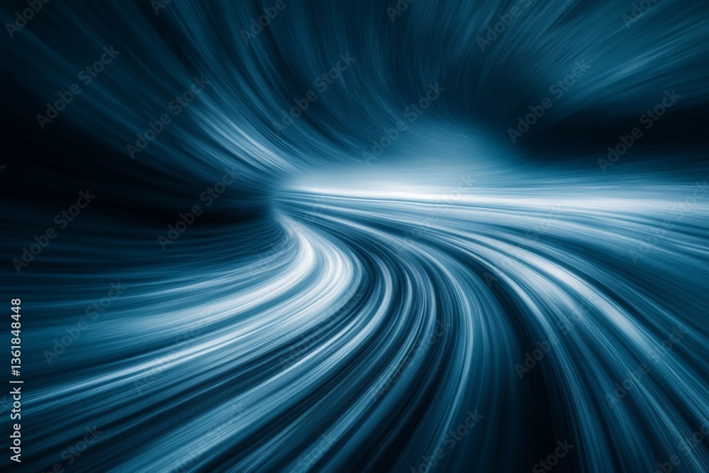Aufkleber motion blur creates dynamic sense of speed through a winding blue road at twilight