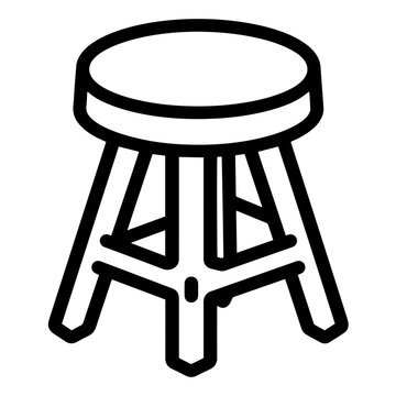 recommend clip art: Minimalist stool icon in black and white design - wooden stool illustration  