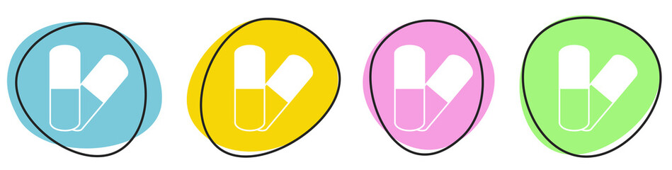 Banner mit 4 Buttons: Tablette, Medizin oder Pillen