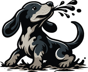 Mudpuppy silhouette colour vector style with white background
