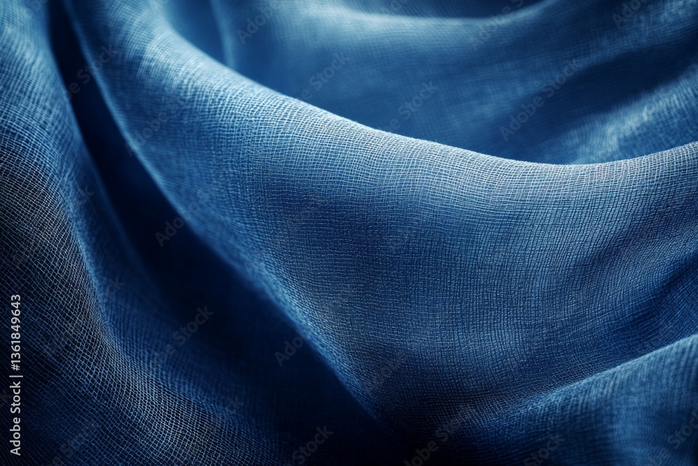 Leinwandbilder soft texture of blue fabric folds creating an elegant and calming visual in natural light