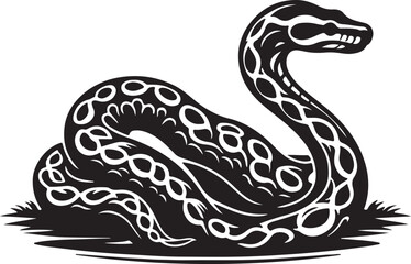 Tentacled Snake silhouette colour vector style with white background