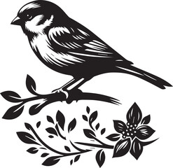 Sparrow silhouette vector style with white background
