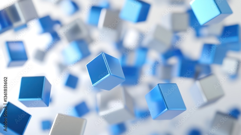 Poster abstract 3d cubes falling. modern geometric background. possible use stock photo