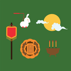 Mooncake of the mid-autumn festival. Simple graphics. Festival elements.