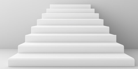 Clean White Staircase Ascending Towards Success Achievement Goals Steps