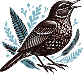 Thrush silhouette colour vector style with white backgroundd