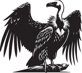 Obraz premium Vulture bird, eagle, silhouette vector style with white background