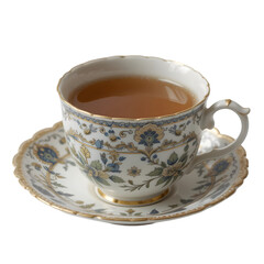 Elegant Teacup: Floral Design & Hot Tea png generated ai