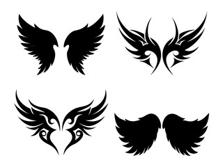 Obraz premium Wing's Black Silhouette Collection Vector Design