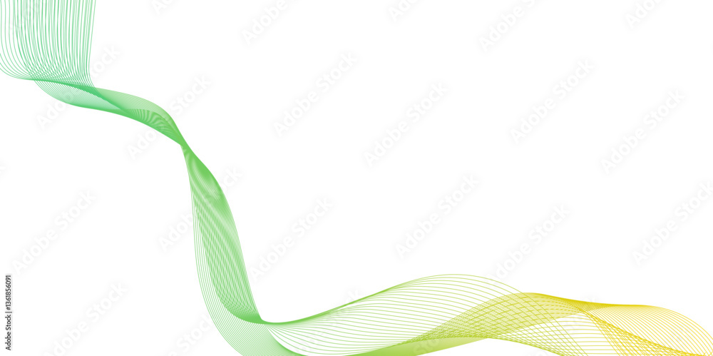 Poster soft abstract green or yellow wave line background with wavy flowing lines, translucent shapes, and 
