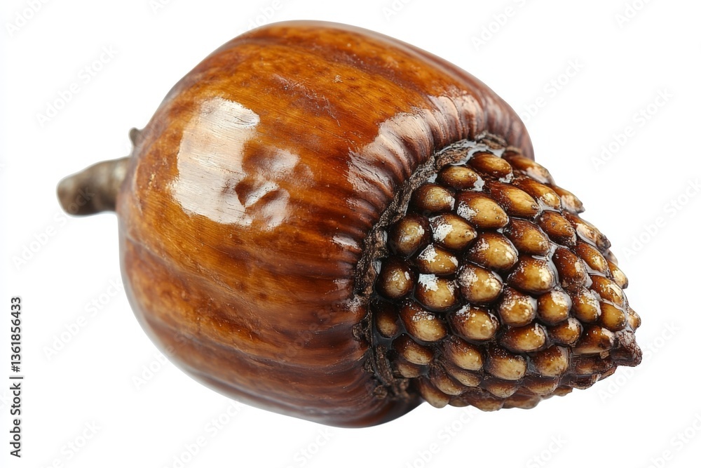 Poster Detailed close-up of a glossy acorn showcasing its rich texture and intricate patterns found in nature