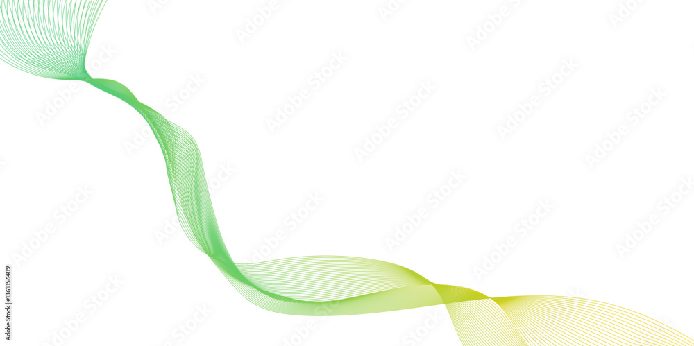 Poster soft abstract green or yellow wave line background with wavy flowing lines, translucent shapes, and 