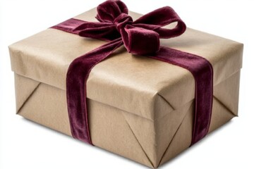 Obraz premium Elegant gift wrapped in brown paper with a velvet ribbon ready for celebration on a special occasion