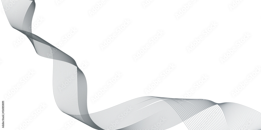 Poster abstract wave line element for design, black color geometric line animation on white background, abs