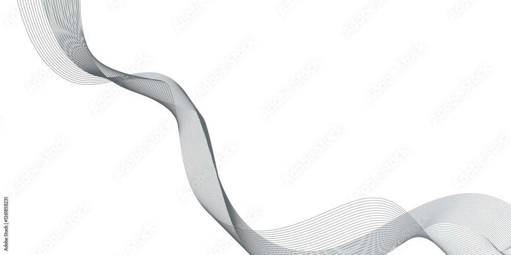 Poster abstract wave line element for design, black color geometric line animation on white background, abs