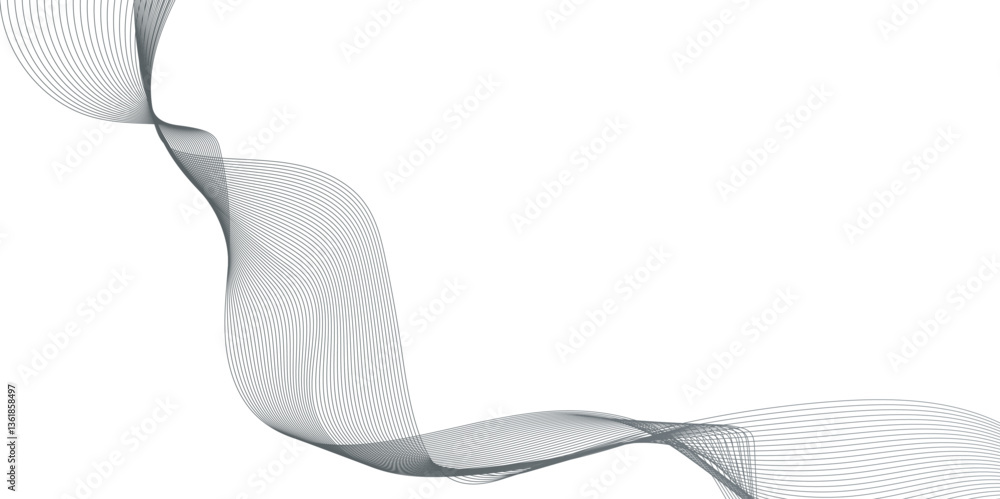 Poster abstract wave line element for design, black color geometric line animation on white background, abs
