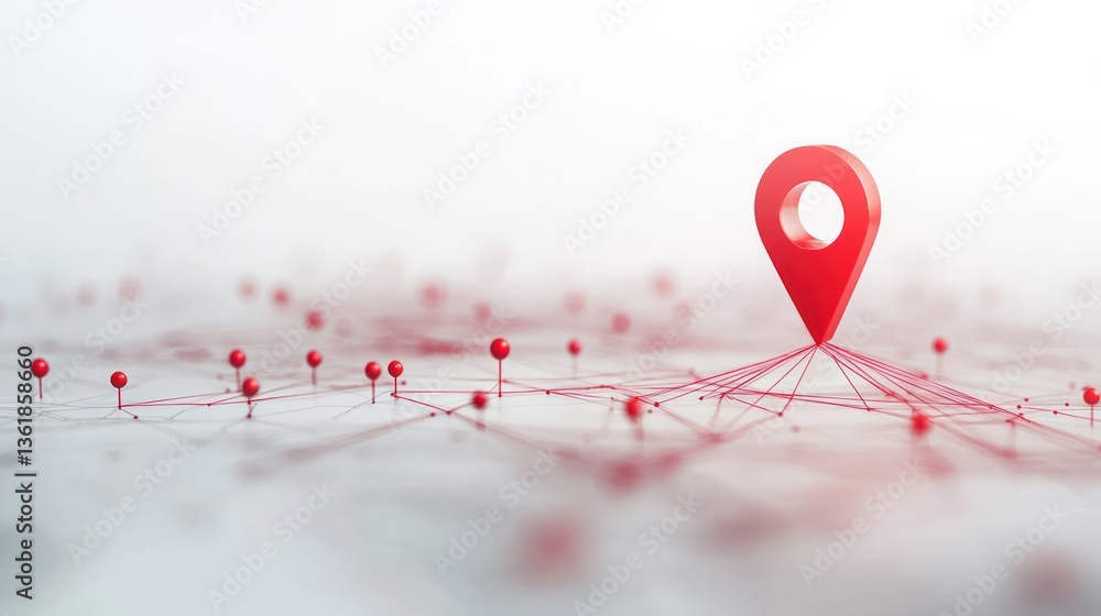 Aufkleber abstract red location pin on network graphic. possible stock use