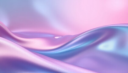 Naklejka premium A soft and dreamy abstract image featuring smooth, undulating waves of pastel colors. The composition blends shades of pink, purple, and blue in a fluid.