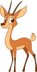 Cartoon antelope: A friendly, brown antelope with large eyes stands against a black backdrop, radiating cheerful animation and simple design.