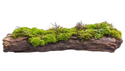 a piece of driftwood covered in vibrant green moss showcasing na